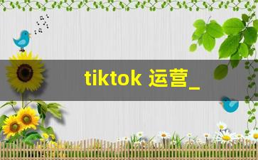 tiktok 运营_tiktok小店怎么运营